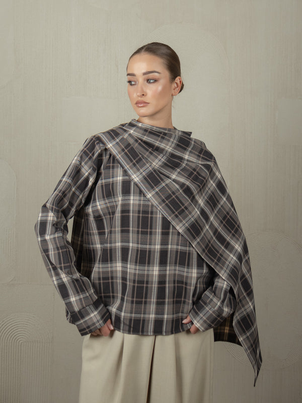 Shawl Blouse in brown, photo 3