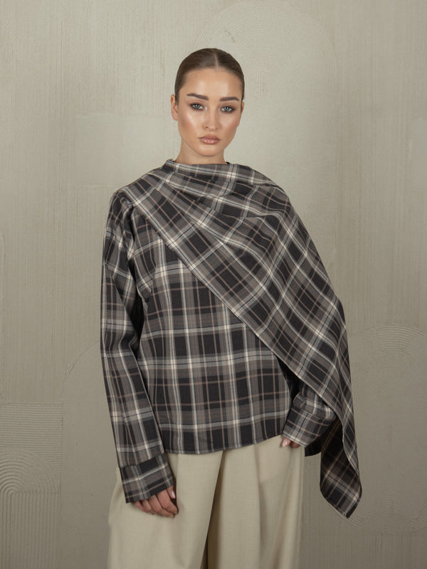 Shawl Blouse in brown, photo 7