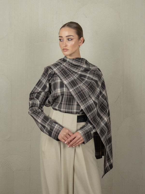 Shawl Blouse in brown, photo 1