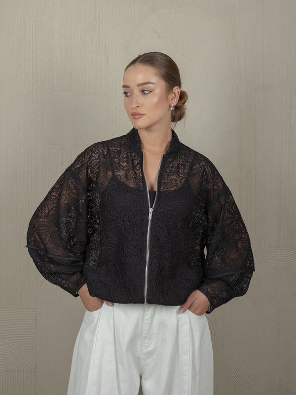ALIKE SHEER BOMBER JACKET