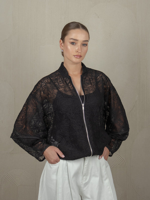 ALIKE SHEER BOMBER JACKET