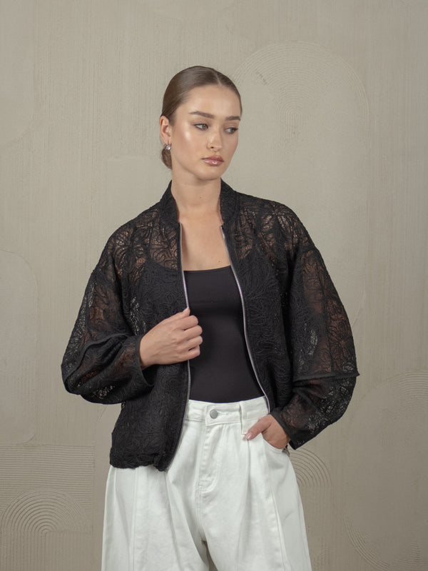 ALIKE SHEER BOMBER JACKET