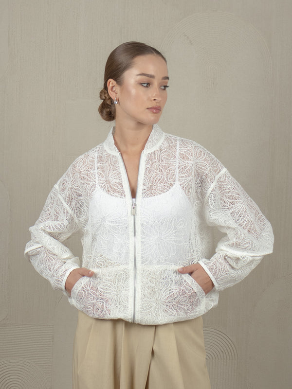 ALIKE SHEER BOMBER JACKET