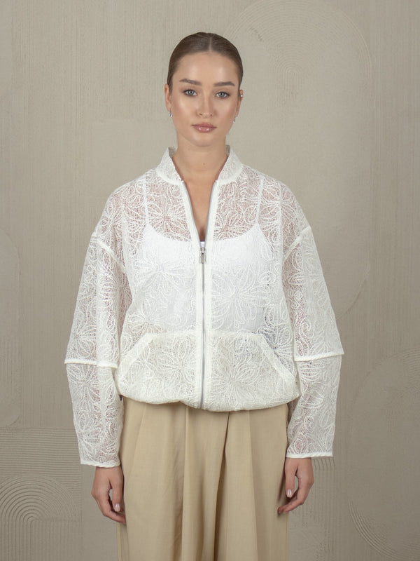 ALIKE SHEER BOMBER JACKET