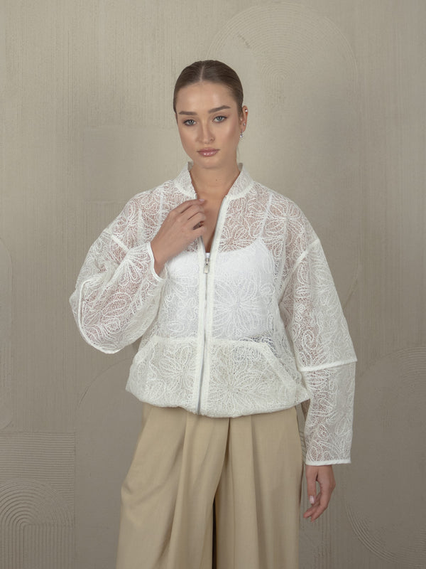 ALIKE SHEER BOMBER JACKET