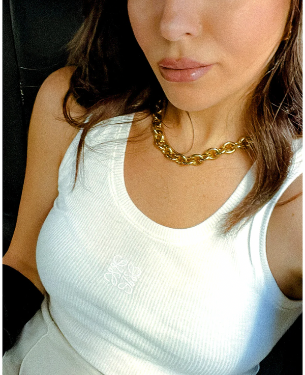 DONA CHUNKY LINK CHAIN NECKLACE IN GOLD