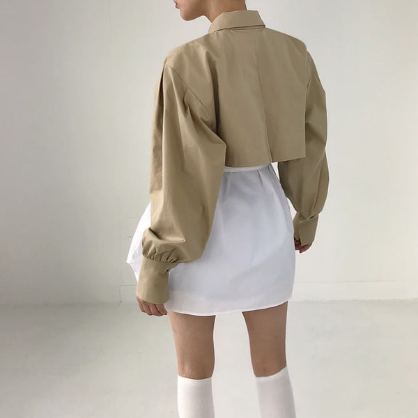 BEIGE DOUBLE LAYER SHIRT
