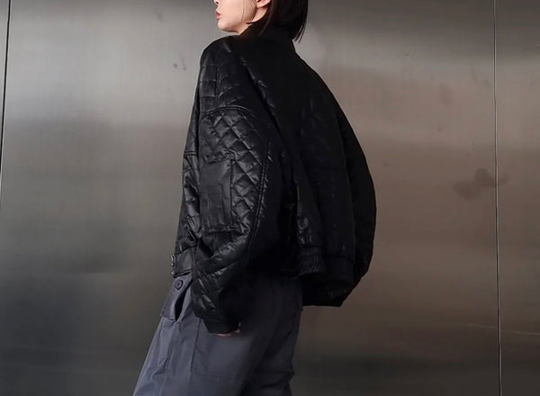 QUILTED LEATHER BOMBER JACKET